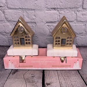 NEW Cupcakes and Cashmere Gold House Christmas Stocking Holders Holiday Marble